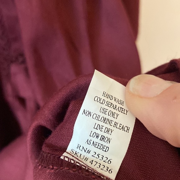 World Market Tiered Eyelet Dress Burgundy M #342 - Picture 12 of 13